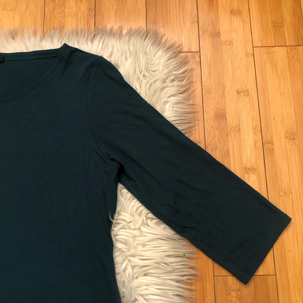 Eileen Fisher Minimalist Lagenlook 3/4 Sleeves Teal Green Womens Dress size M - Picture 4 of 10